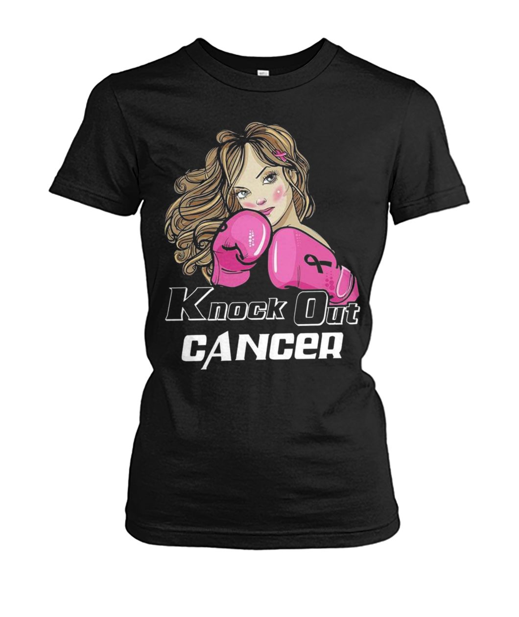Knock out breast cancer women's crew tee