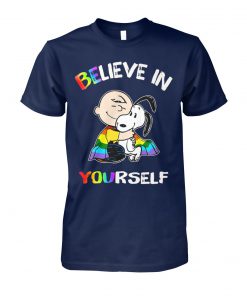 LGBT charlie brown and snoopy believe in yourself unisex cotton tee