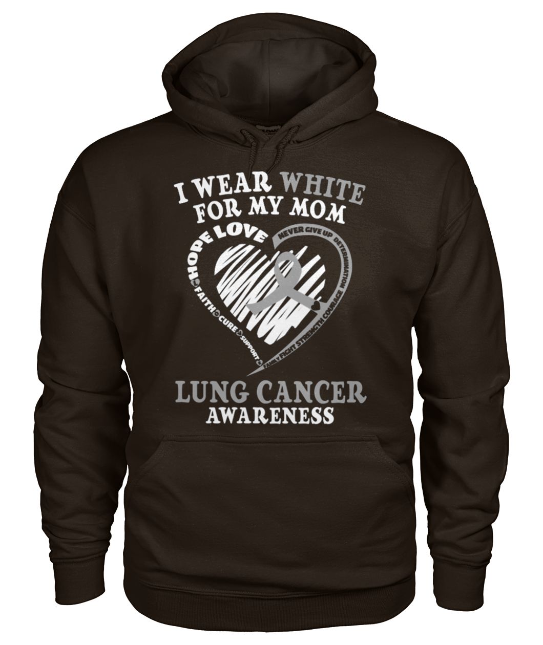 Lung cancer awareness I wear white for my mom gildan hoodie
