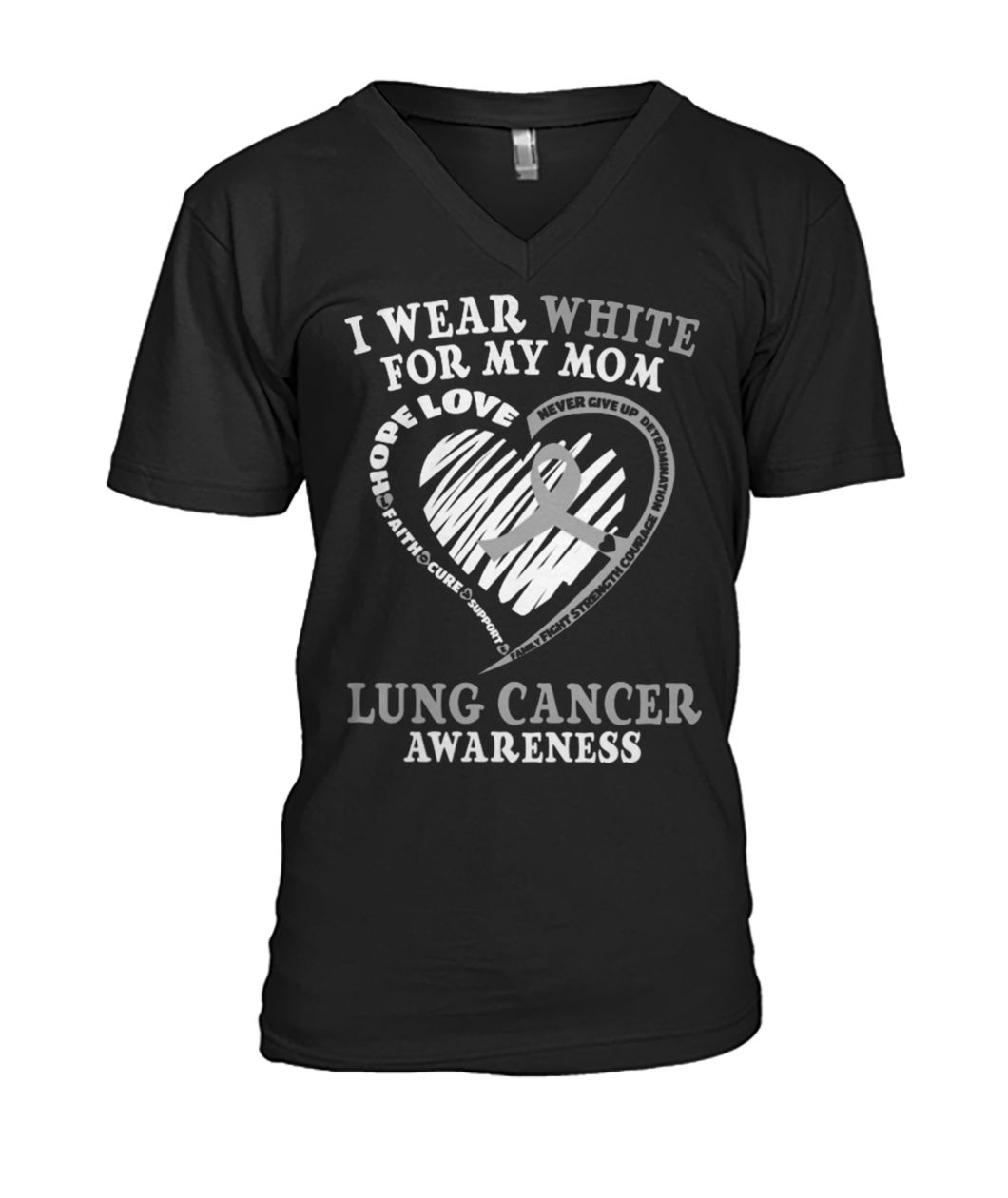 Lung cancer awareness I wear white for my mom men's v-neck