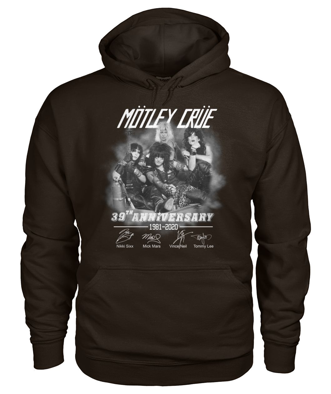 Motley crue 39th anniversary 1981-2020 signatures gildan hoodie