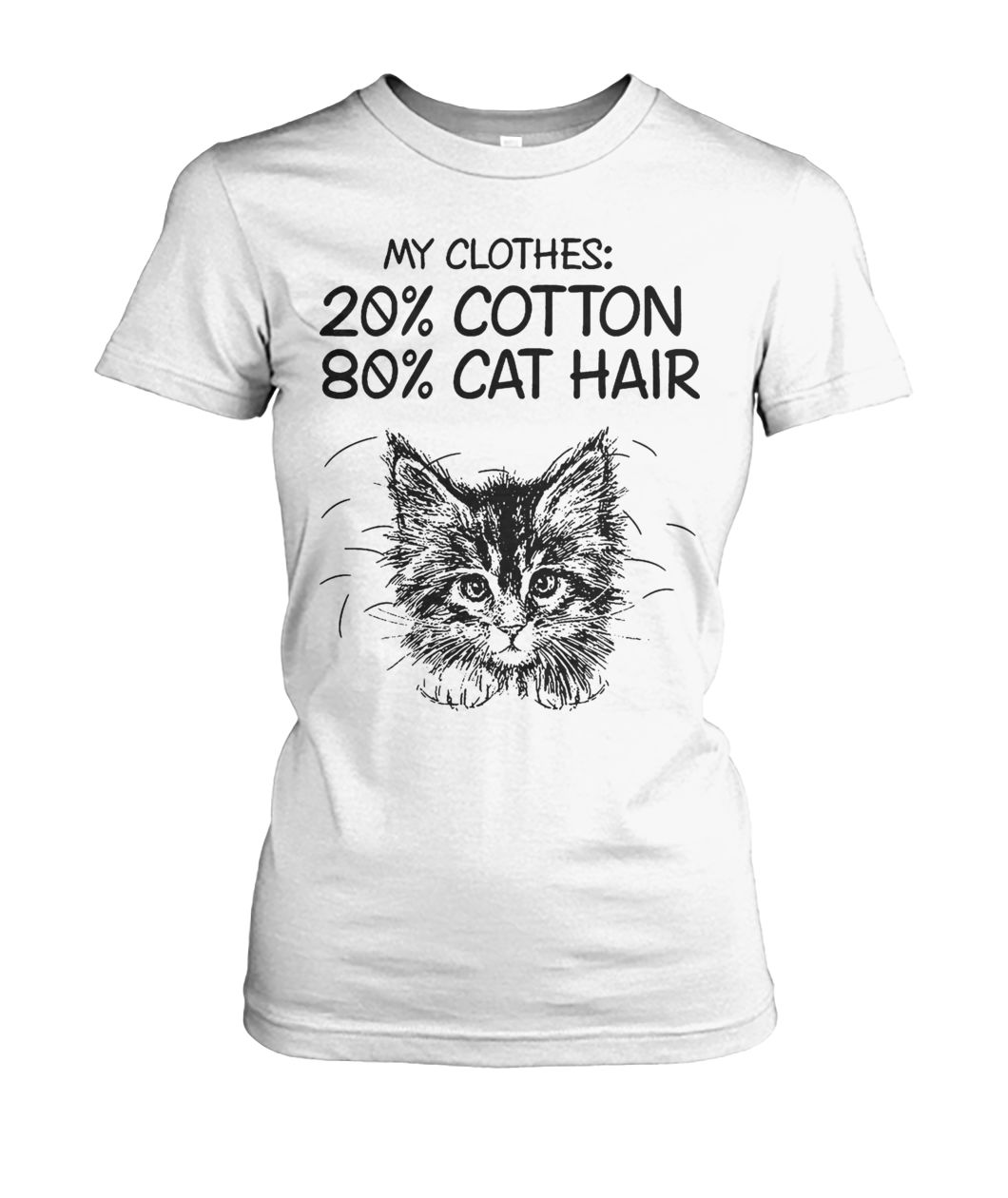 My clothes 20% cotton 80% cat hair women's crew tee