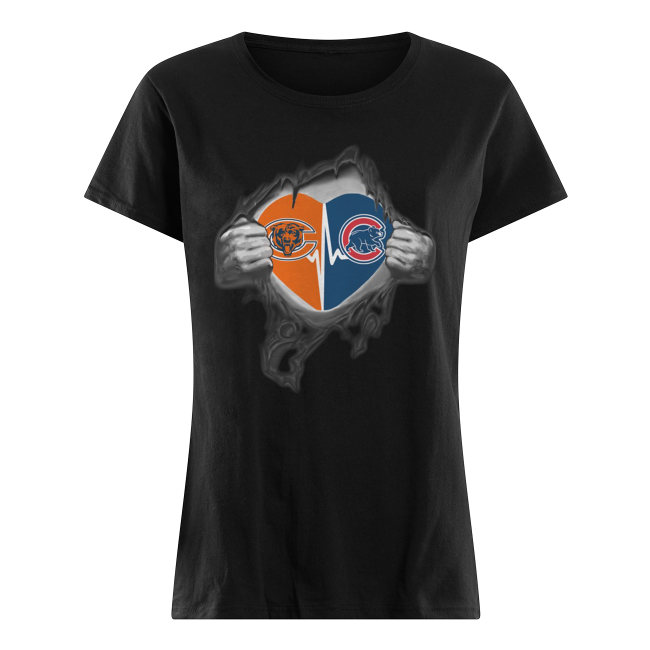 NFL chicago bears and chicago cubs inside me women's shirt