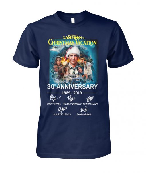 National lampoon's christmas vacation 30th anniversary 1989-2019 signatures unisex cotton tee