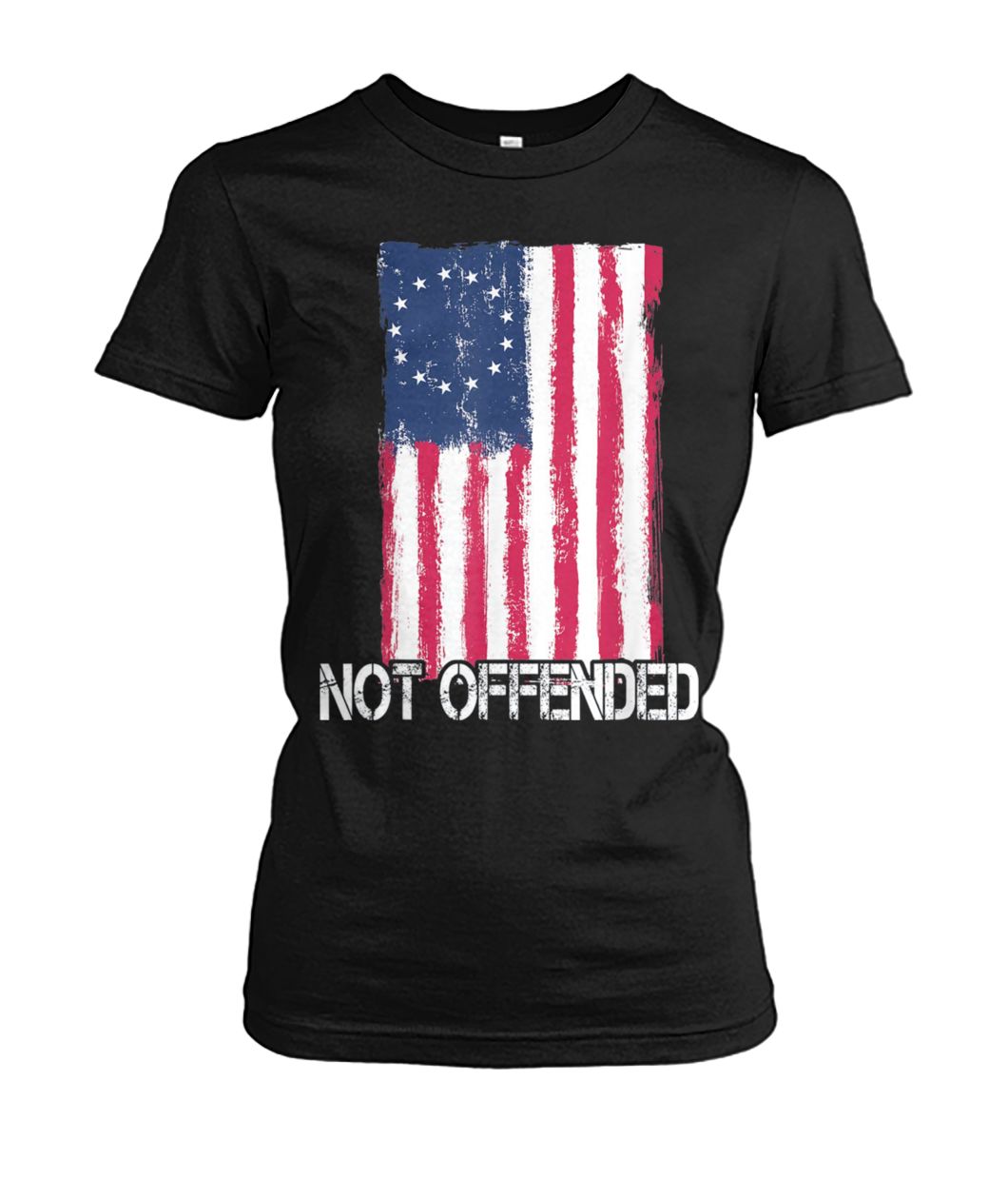 Not offended betsy ross american flag with 13 stars for protesters women's crew tee