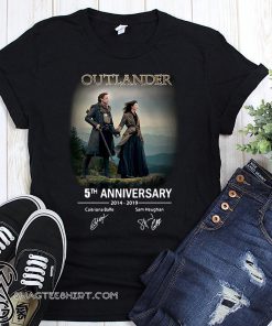 Outlander 5th anniversary 2014 2019 caitriona balfe sam heughan signatures shirt