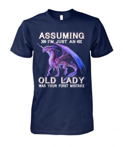 Purple dragon assuming I'm just an old lady was your first mistake unisex cotton tee