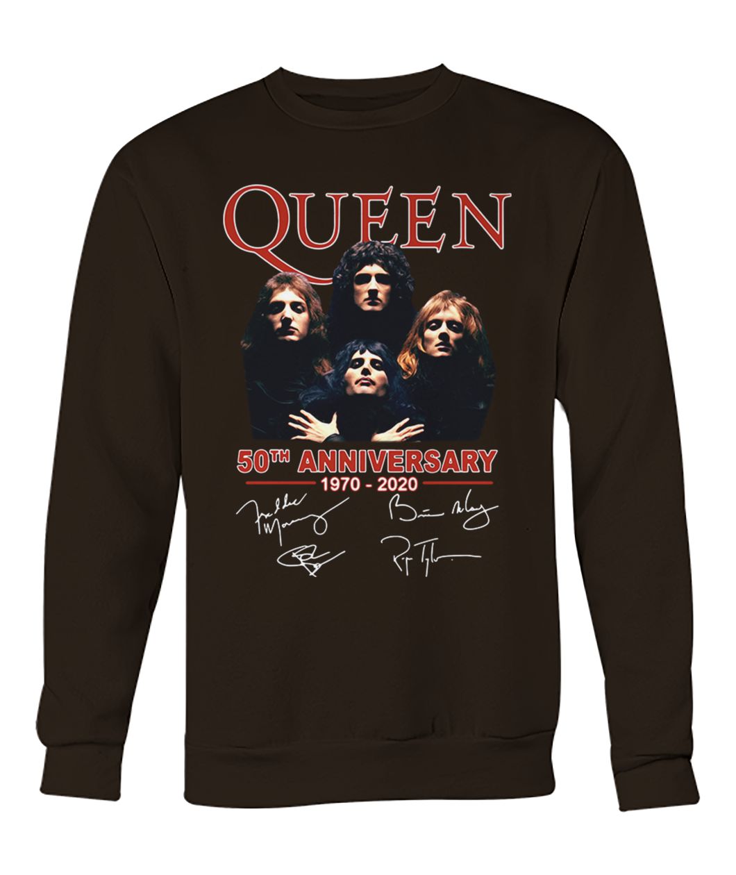 Queen 50th anniversary 1970 2020 signatures crew neck sweatshirt