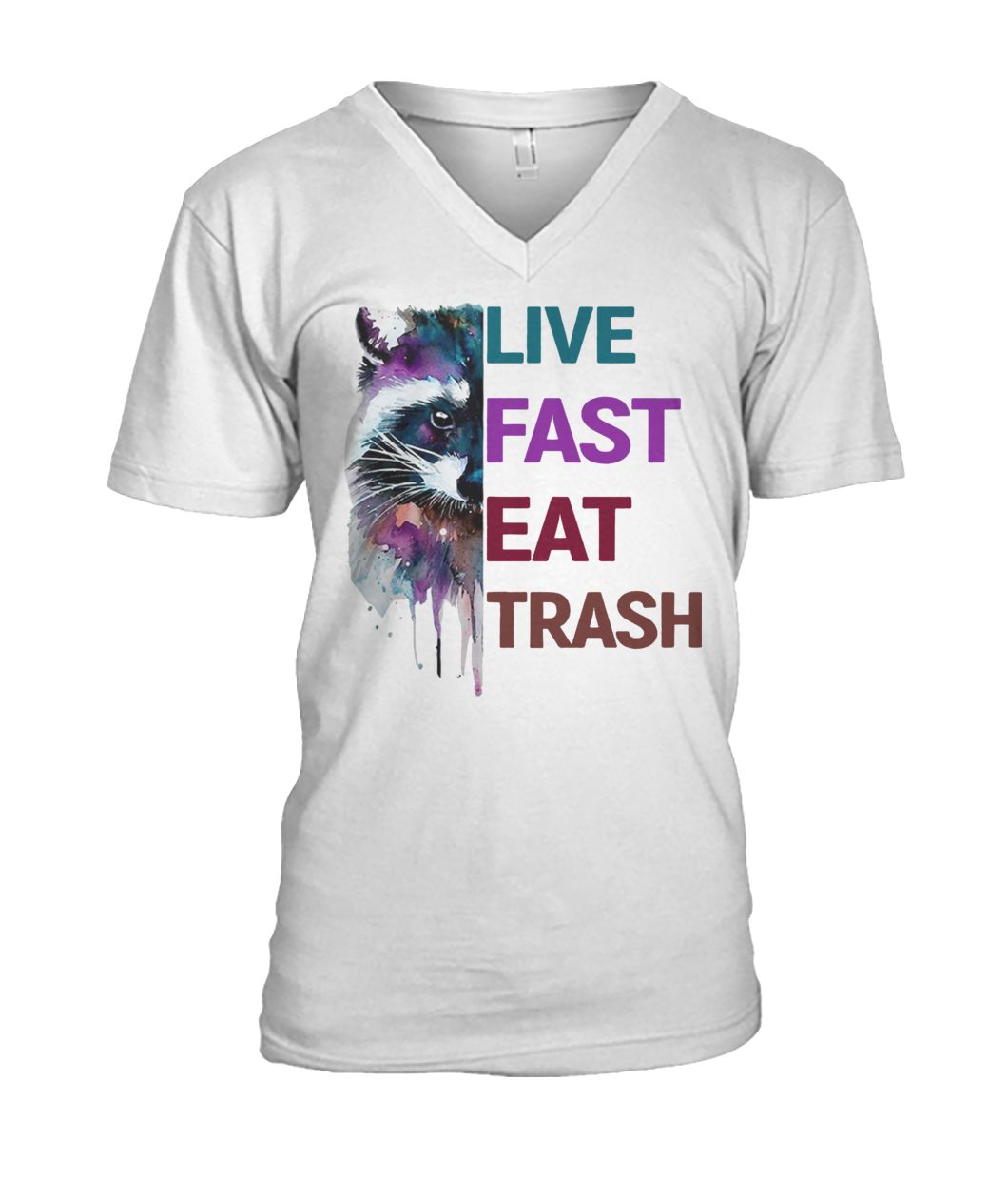 Raccoon live fast eat trash men's v-neck
