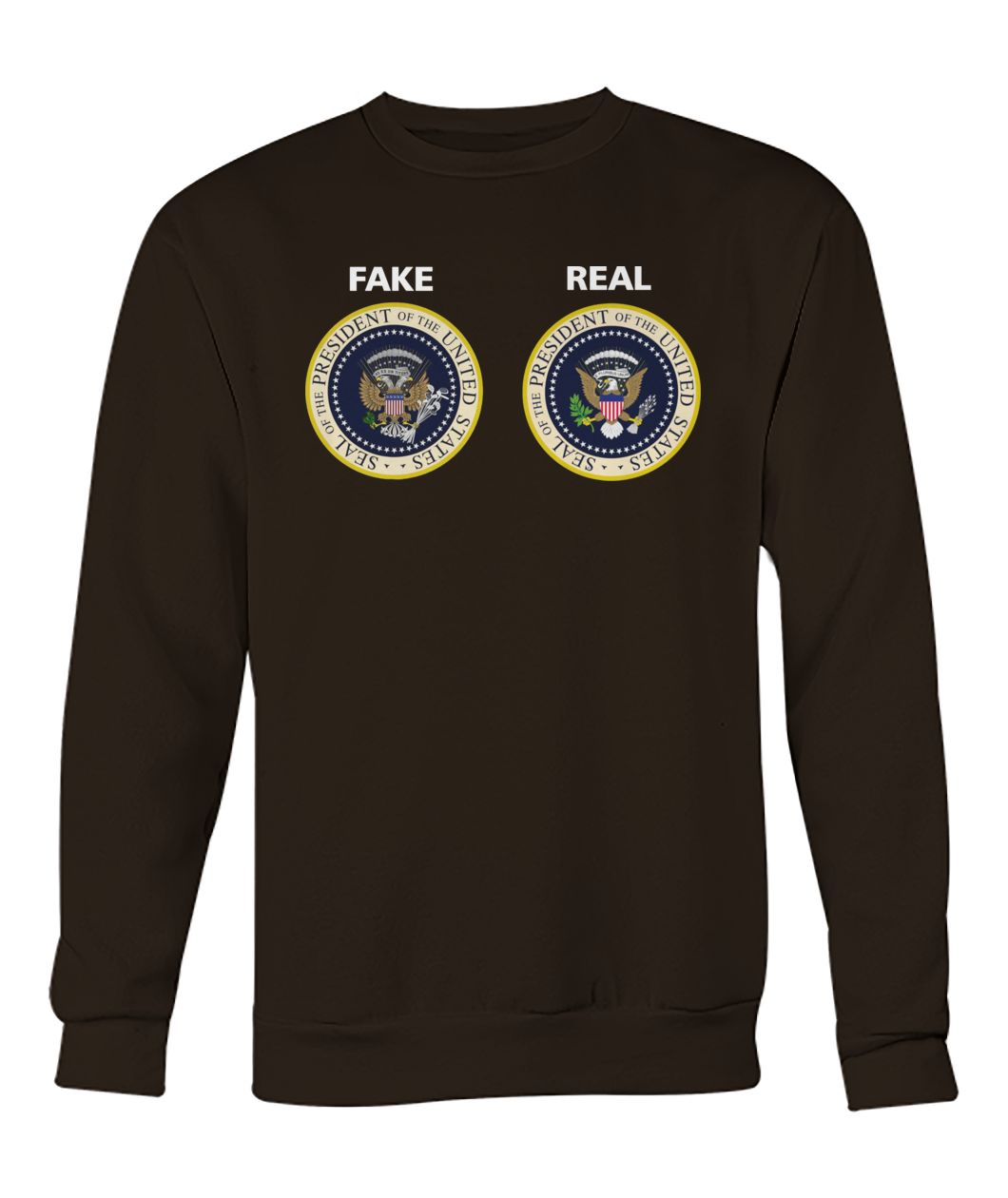 Real and fake presidential seal crew neck sweatshirt