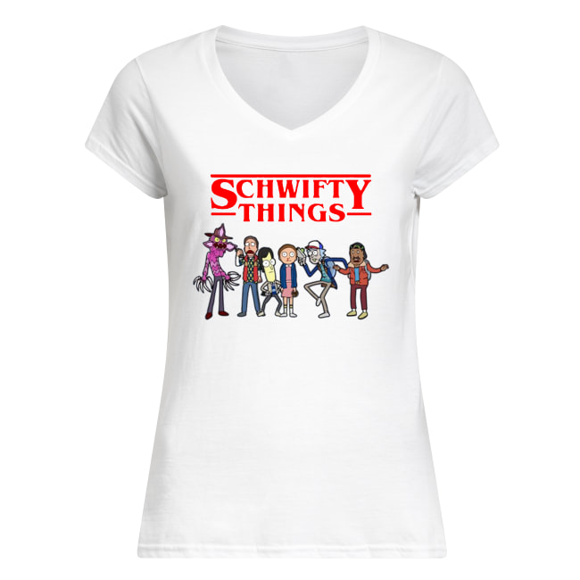 Schwifty things rick and morty stranger things women's v-neck