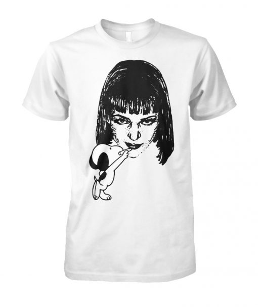Snoopy drawing mia wallace pulp fiction unisex cotton tee