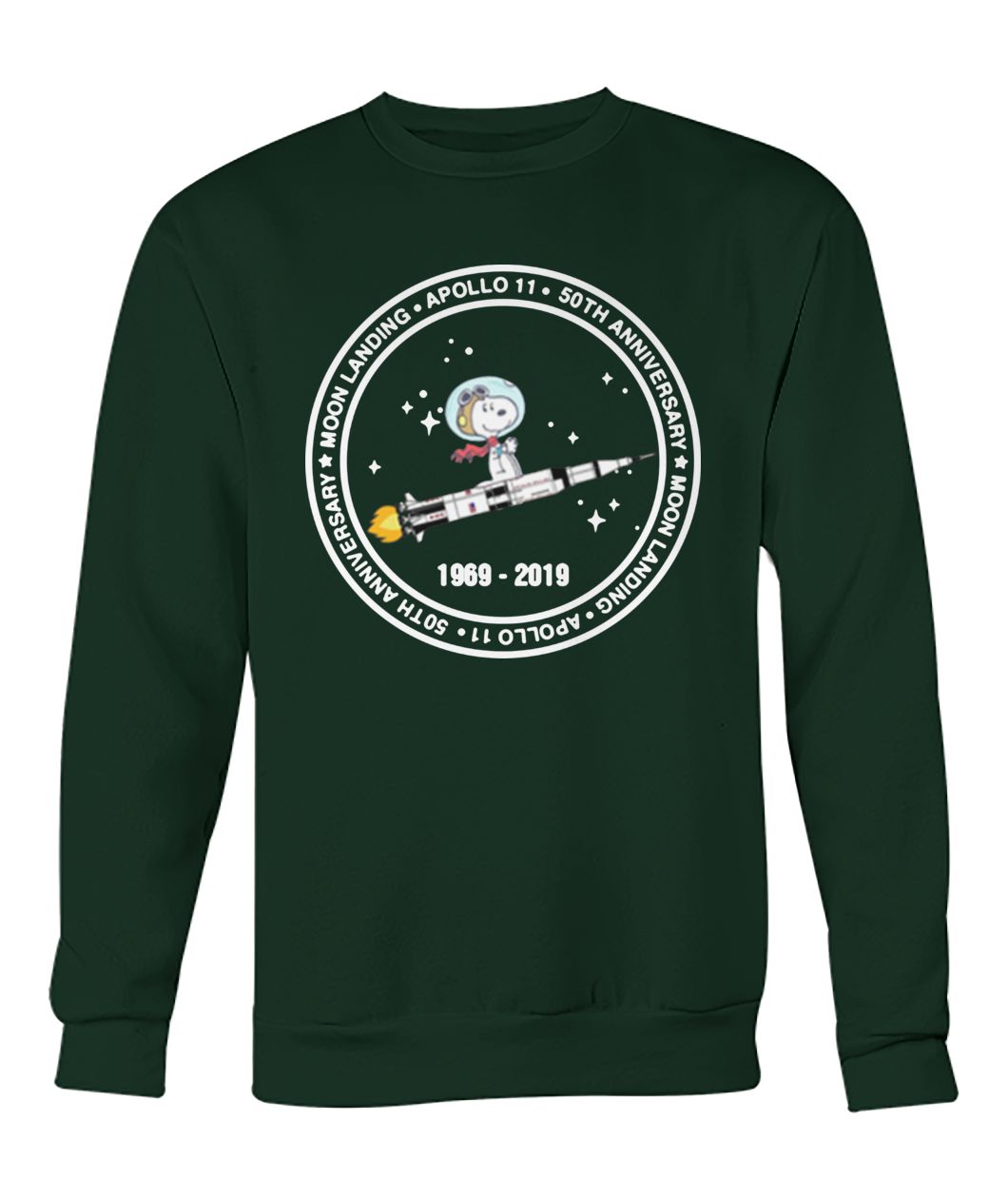 Snoopy moon landing apollo 11 50th anniversary moon landing crew neck sweatshirt