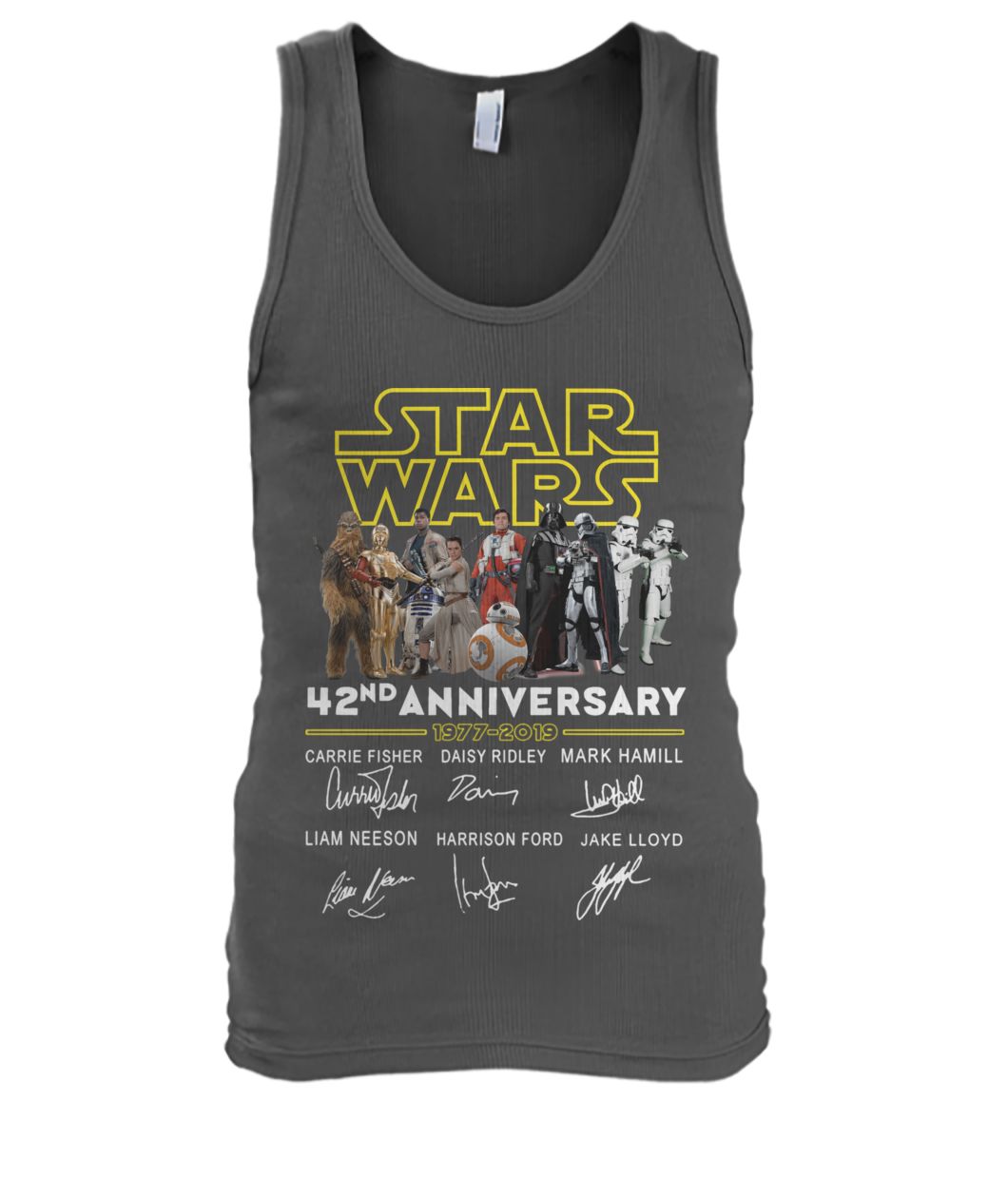 Star wars 42nd anniversary 1977-2019 signatures men's tank top