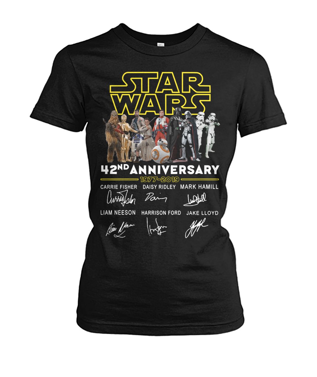 Star wars 42nd anniversary 1977-2019 signatures women's crew tee