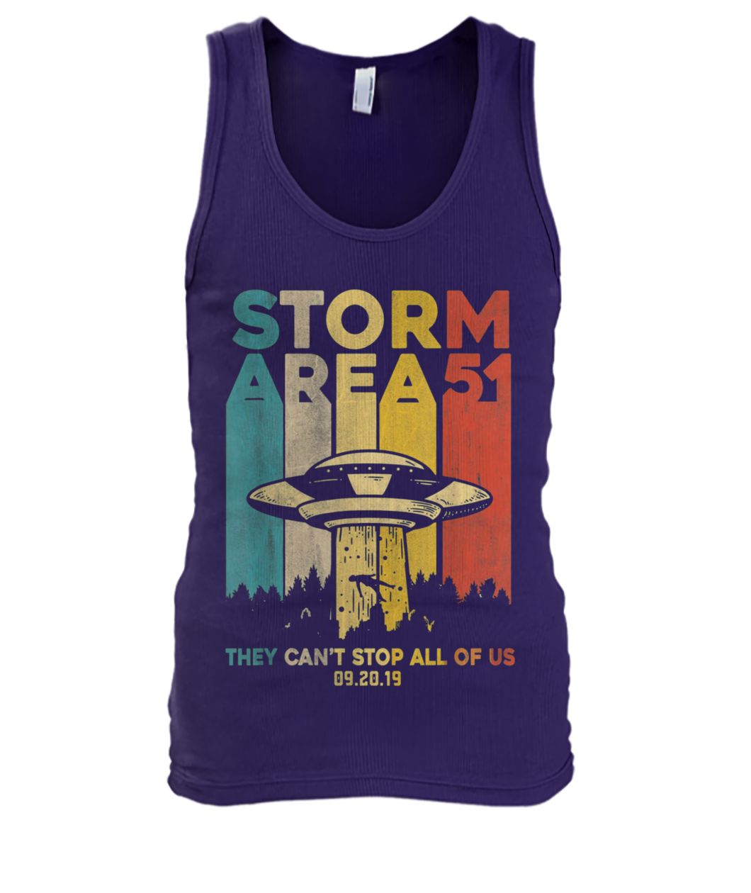 Storm area 51 alien ufo they cant stop us vintage men's tank top