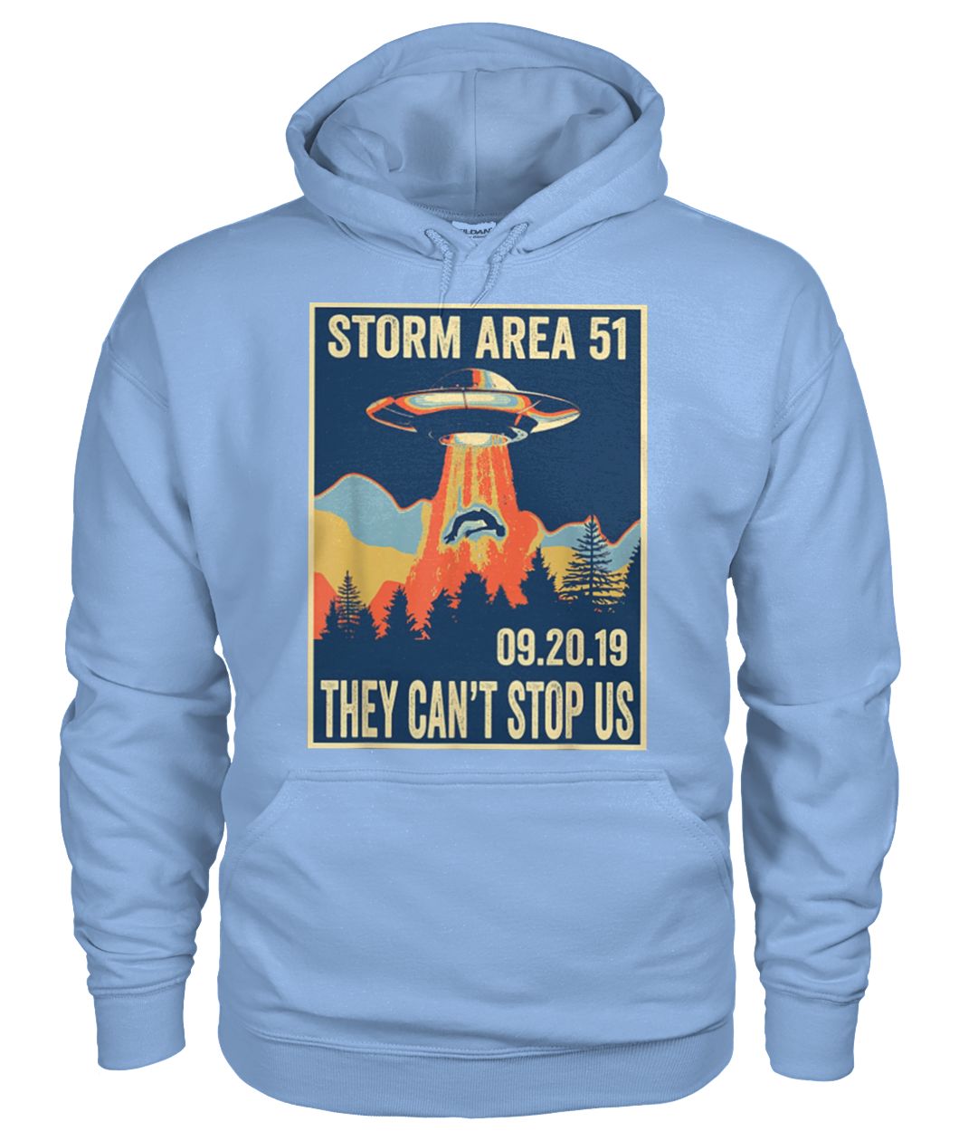 Storm area 51 alien ufo they can't stop us vintage poster gildan hoodie