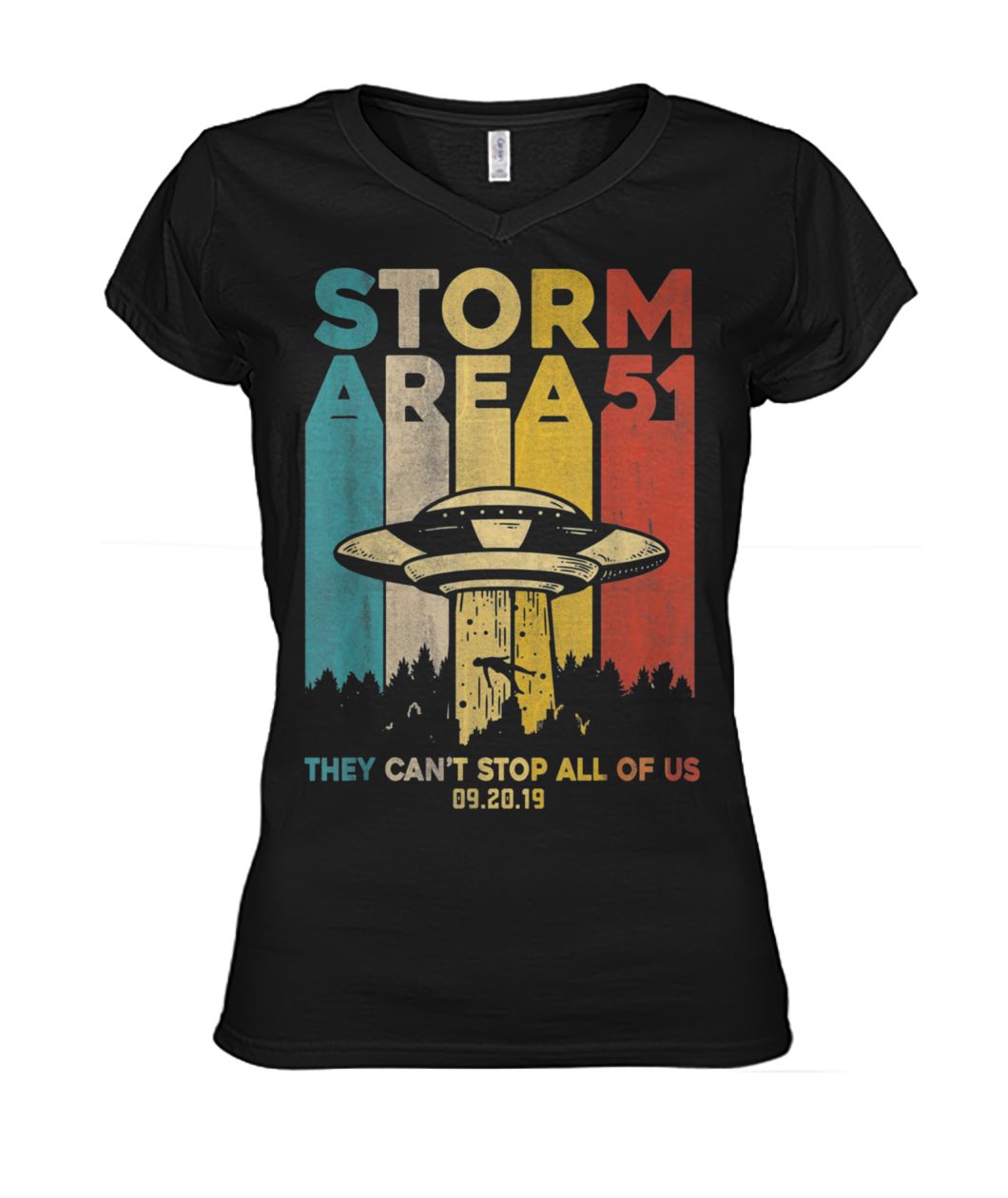 Storm area 51 alien ufo they cant stop us vintage women's v-neck
