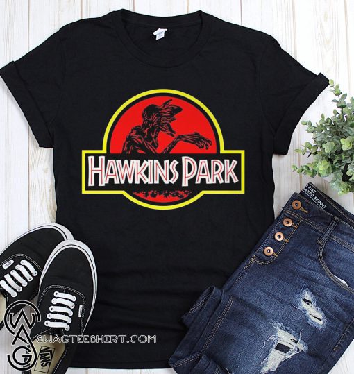 Stranger things hawkins park jurassic park shirt