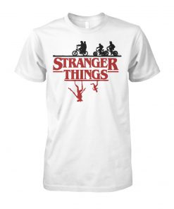 Stranger things in the woods stuck in the upside down unisex cotton tee
