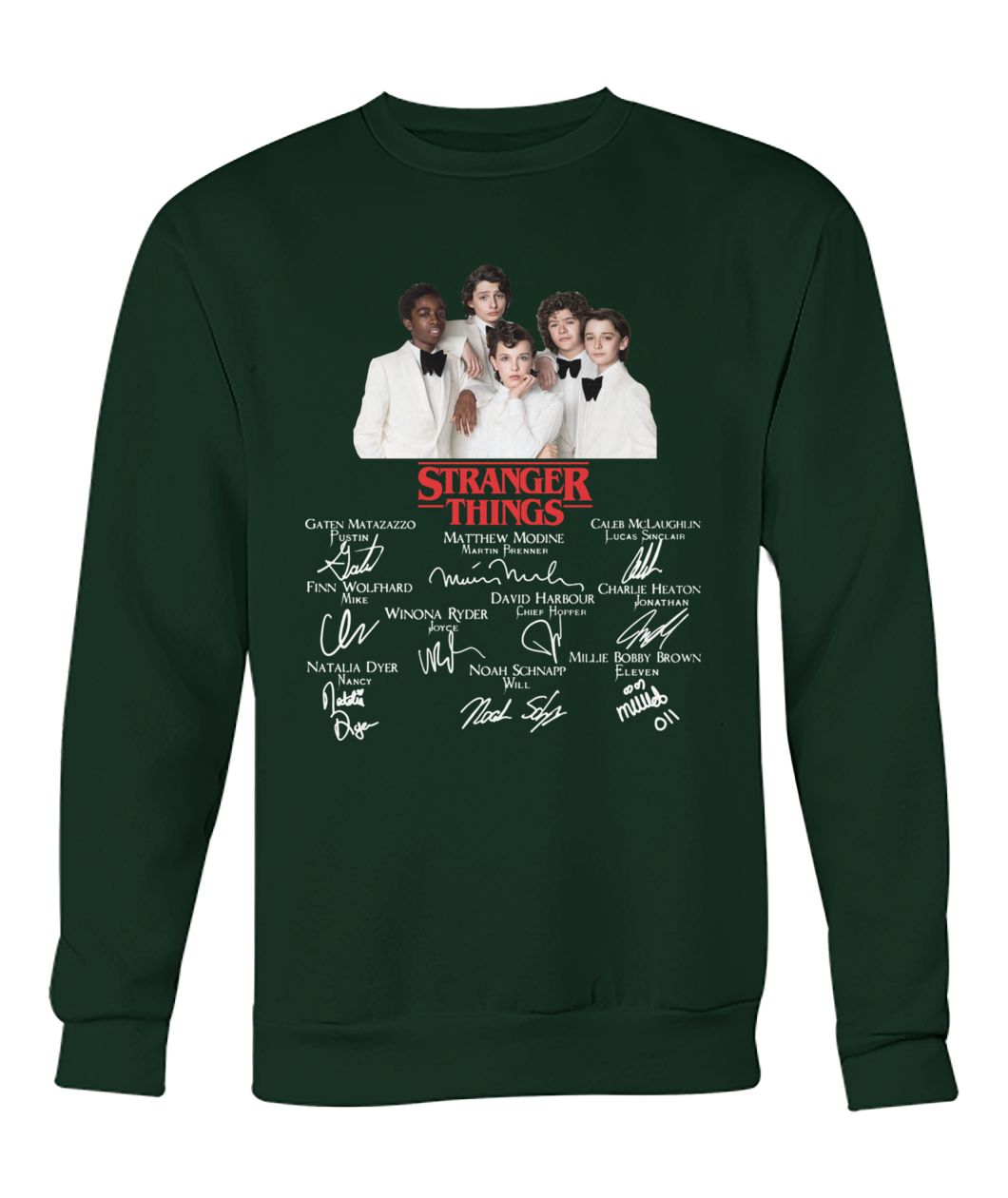 Stranger things season 3 characters signatures crew neck sweatshirt