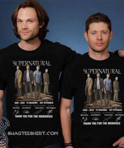 Supernatural 2005-2020 15 seasons 307 episodes signatures thank you for the memories shirt