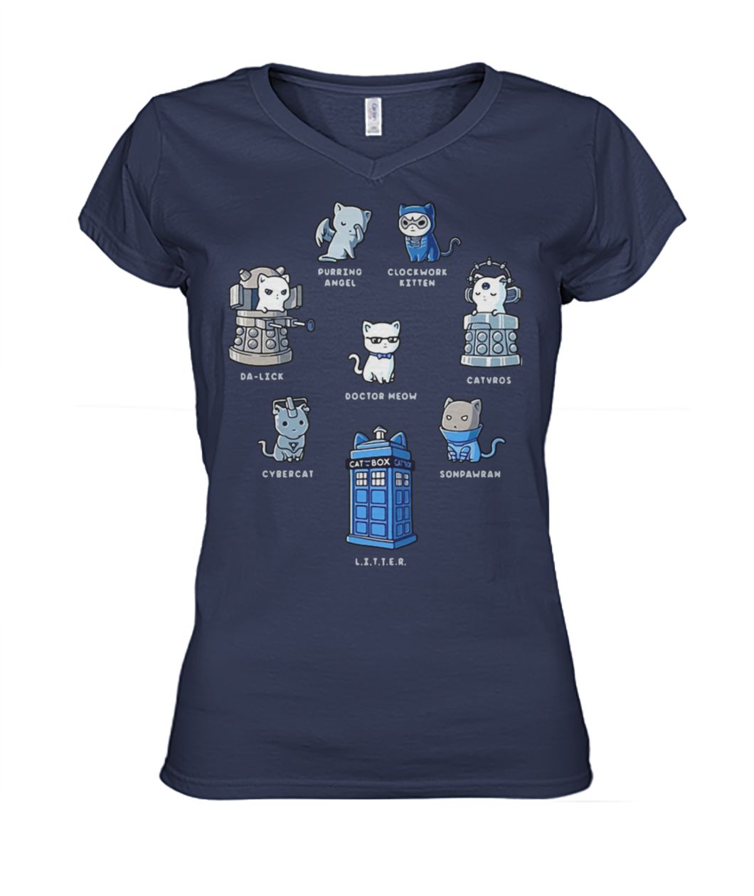 Tardis cats doctor meow doctor who women's v-neck