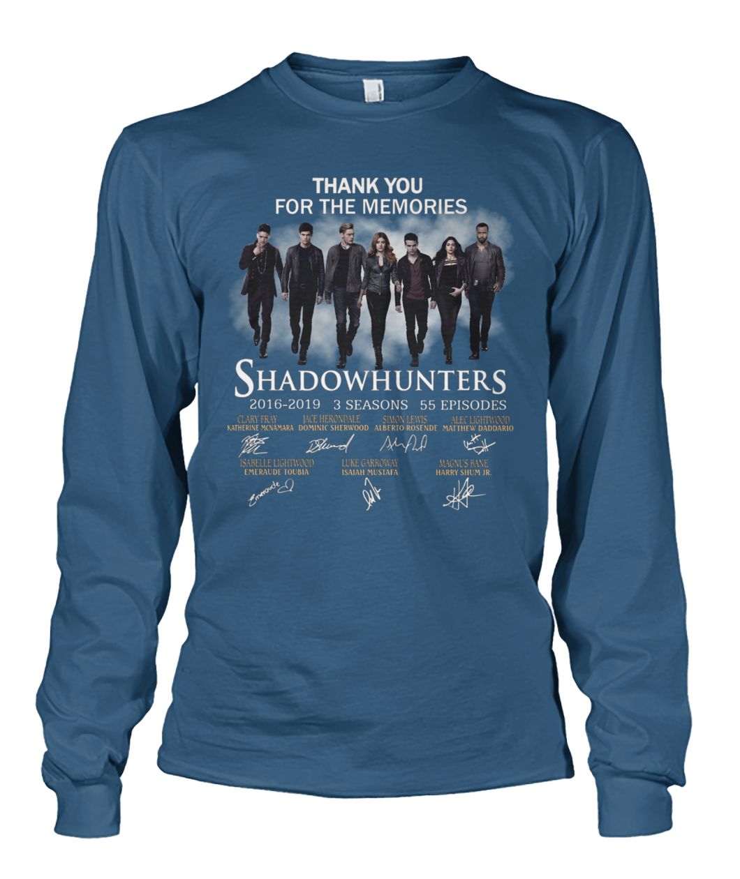 Thank you for the memories shadowhunters 2016-2019 3 seasons 55 episodes signatures unisex long sleeve