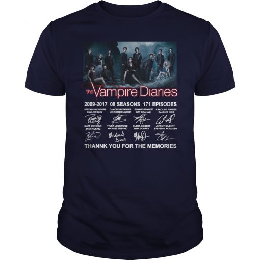 Thank you for the memories the vampire diaries 2009-2017 8 seasons 171 episodes signatures unisex shirt