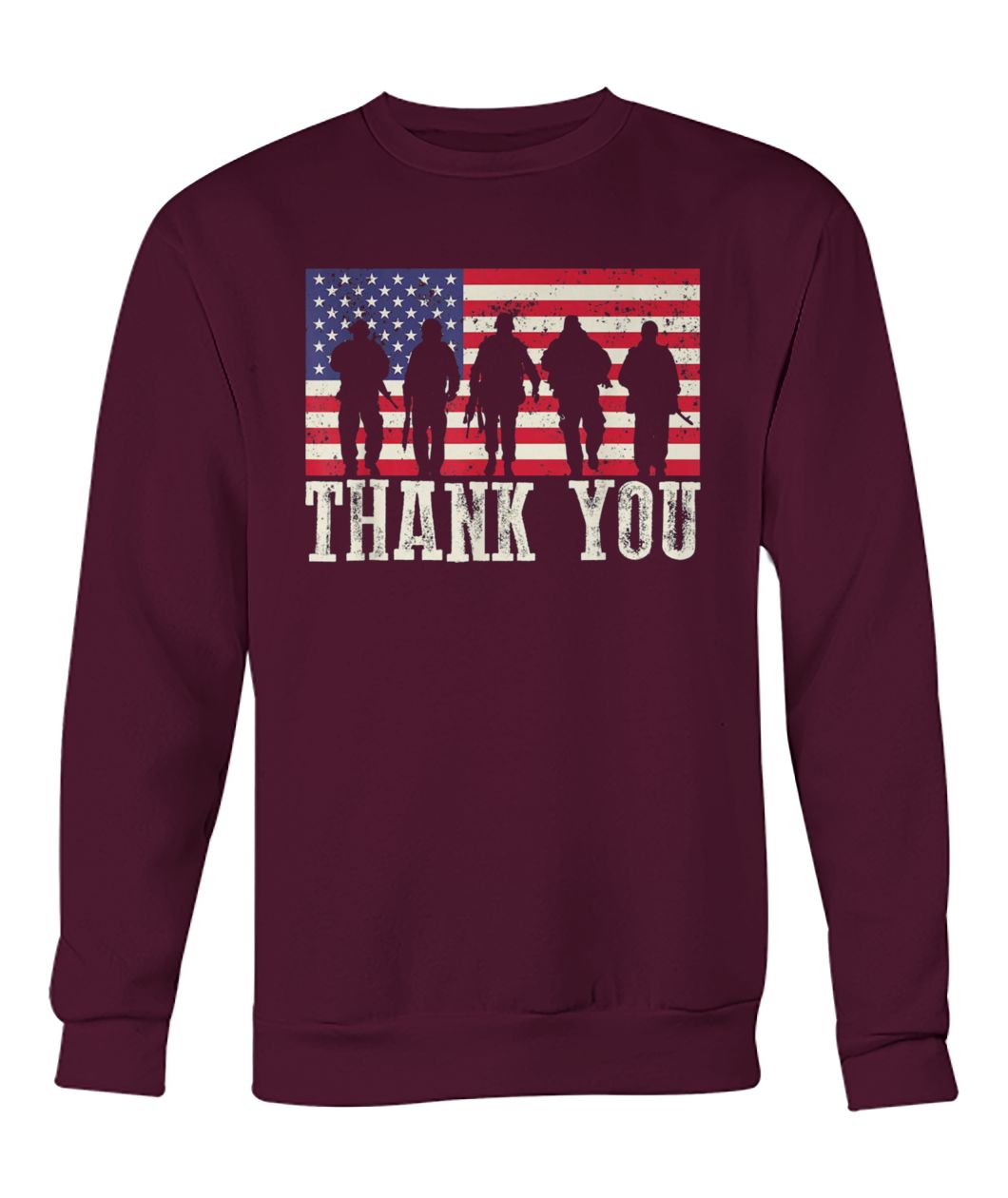 Thank you veterans fourth of july american flag crew neck sweatshirt