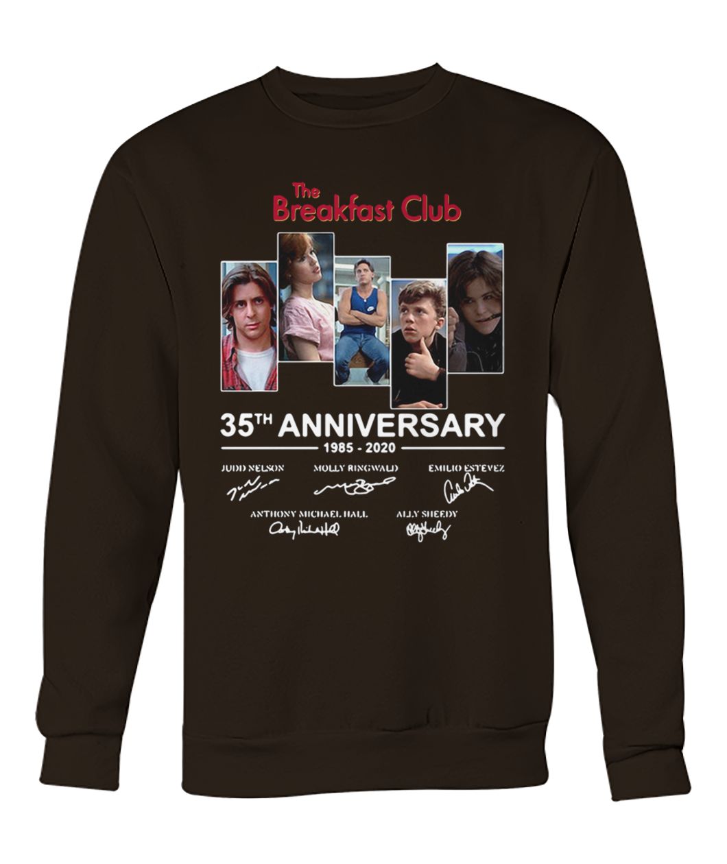 The breakfast club 35th anniversary 1985 2020 signatures crew neck sweatshirt