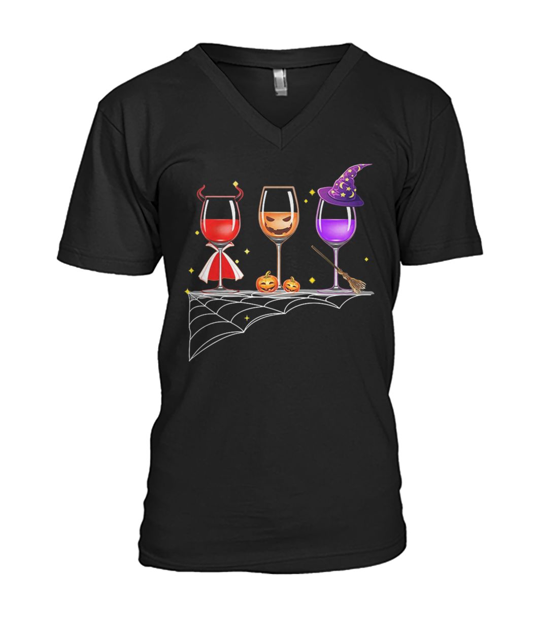 Three glasses of wine halloween men's v-neck