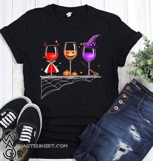 Three glasses of wine halloween shirt