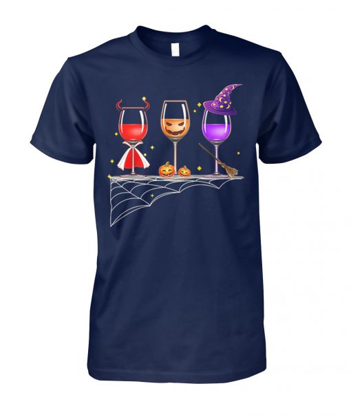 Three glasses of wine halloween unisex cotton tee