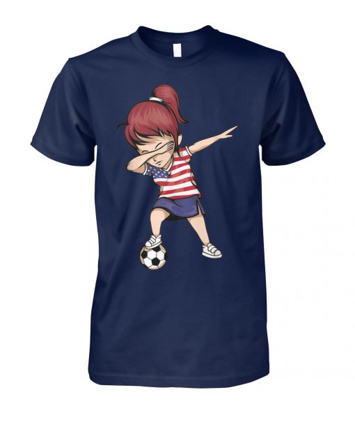 US football dabbing soccer girl USA jersey unisex cotton tee