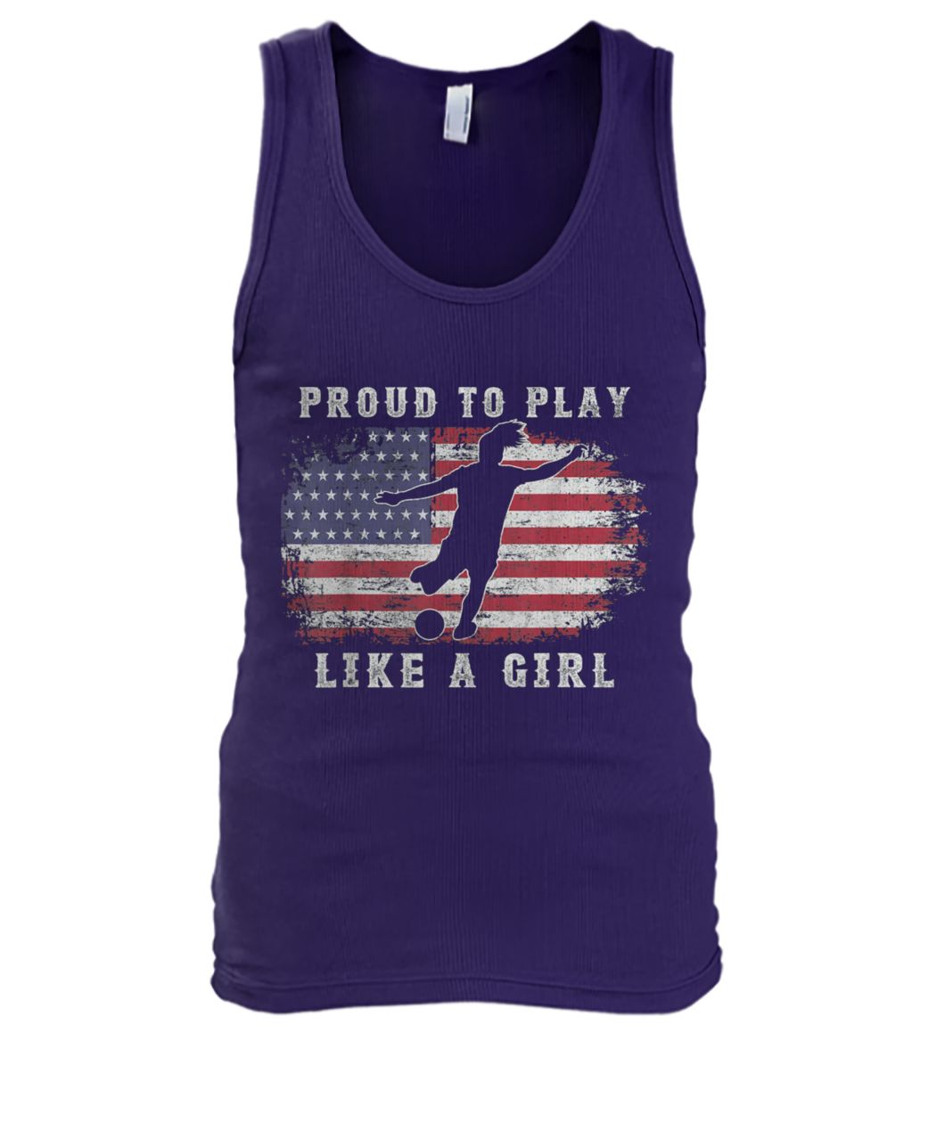 USA women soccer american flag proud to play like a girl men's tank top