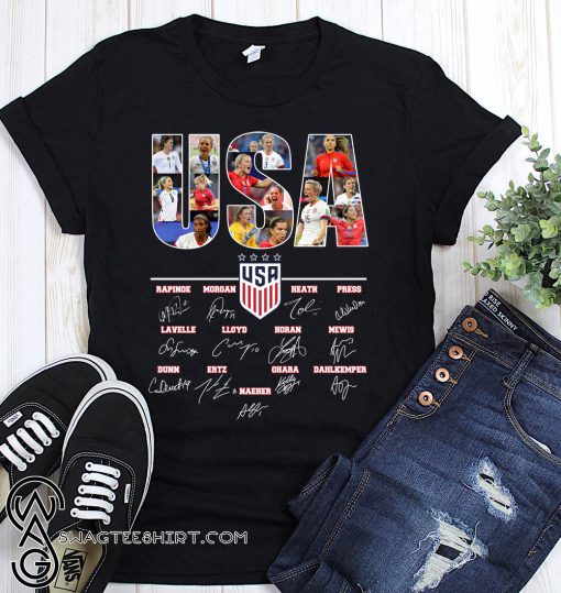 USA women's soccer world cup championship signatures shirt