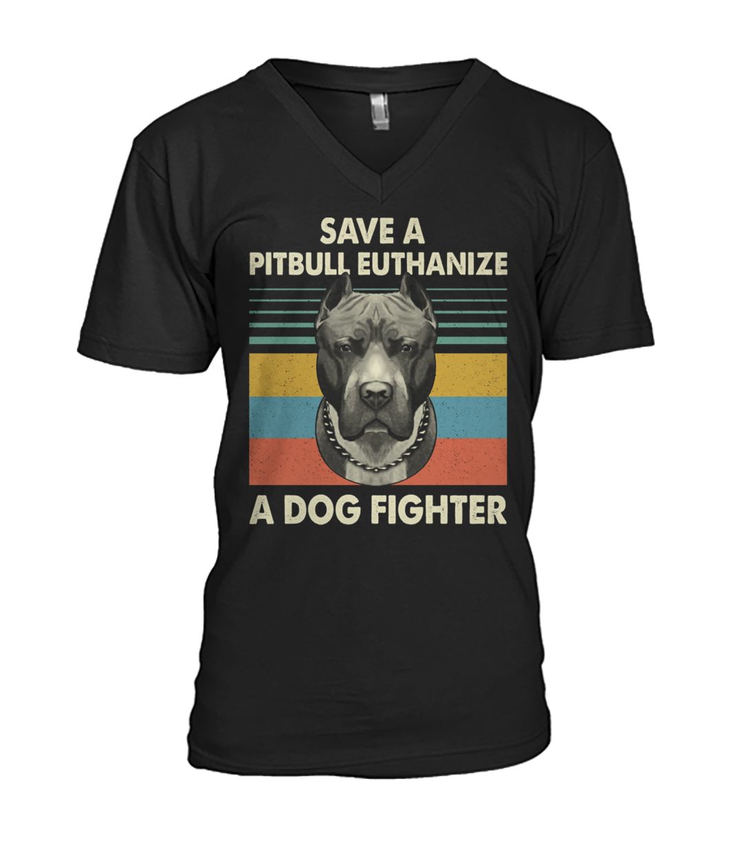Vintage save a pitbull euthanize a dog fighter mens v-neck