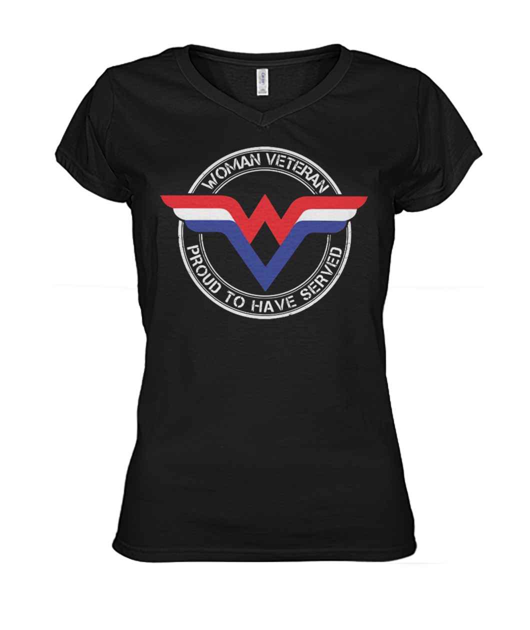 Woman veteran proud to have served wonder woman women's v-neck