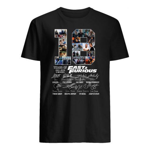18 years of fast and furious 2001-2019 signatures men's shirt