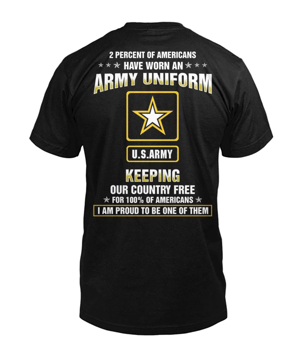2 percent of americans have worn an army uniform US army mens v-neck