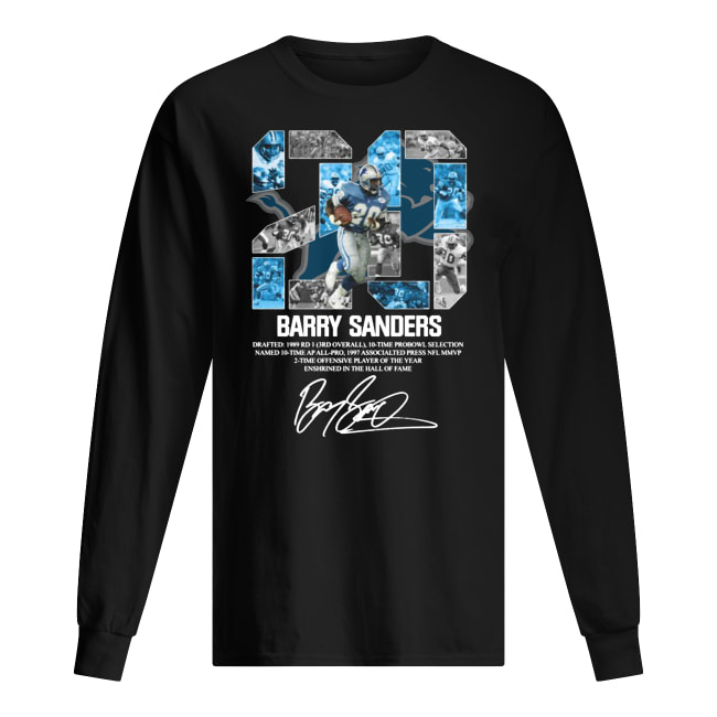 20 barry sanders detroit lions hall of fame signature long sleeved