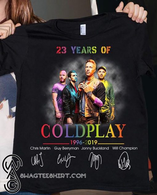 23 years of coldplay 1996-2019 signatures shirt