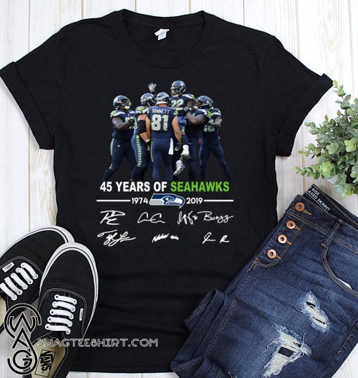 45 years of seahawks 1947-2019 signatures shirt