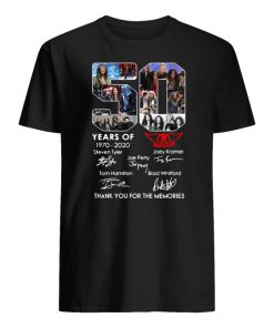 50 years of aerosmith 1970-2020 signatures thank you for the memories men's shirt