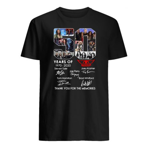 50 years of aerosmith 1970-2020 signatures thank you for the memories men's shirt