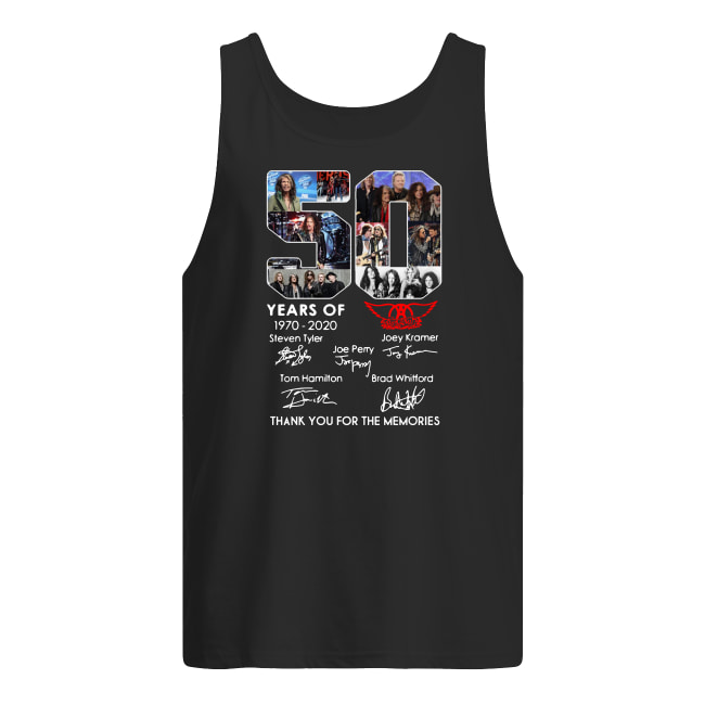 50 years of aerosmith 1970-2020 signatures thank you for the memories men's tank top