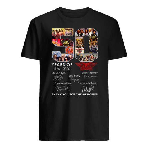 50 years of aerosmith 1970-2020 thank you for the memories signatures men's shirt