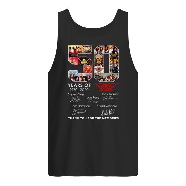 50 years of aerosmith 1970-2020 thank you for the memories signatures men's tank top