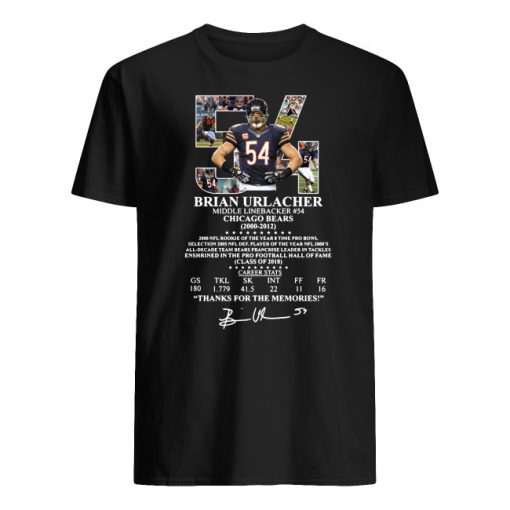 54 brian urlacher middle linebacker chicago bears thank you for the memories signature men's shirt